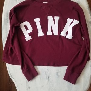 Pink oversized crop thermal, sz M